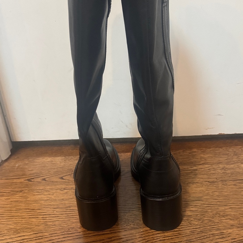 Frye Kate Black Leather Knee-High Block Heel Boots 7.5 - Picture 10 of 14